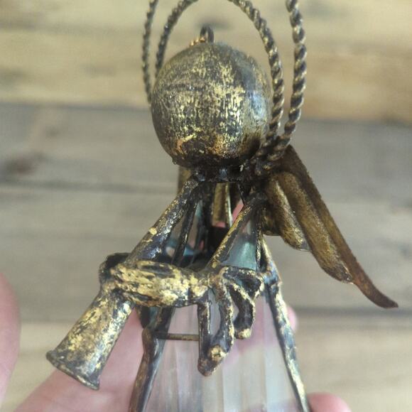 Vintage Glass and Metal Angel Candle Cover / Christmas Tree Ornament - Picture 4 of 10